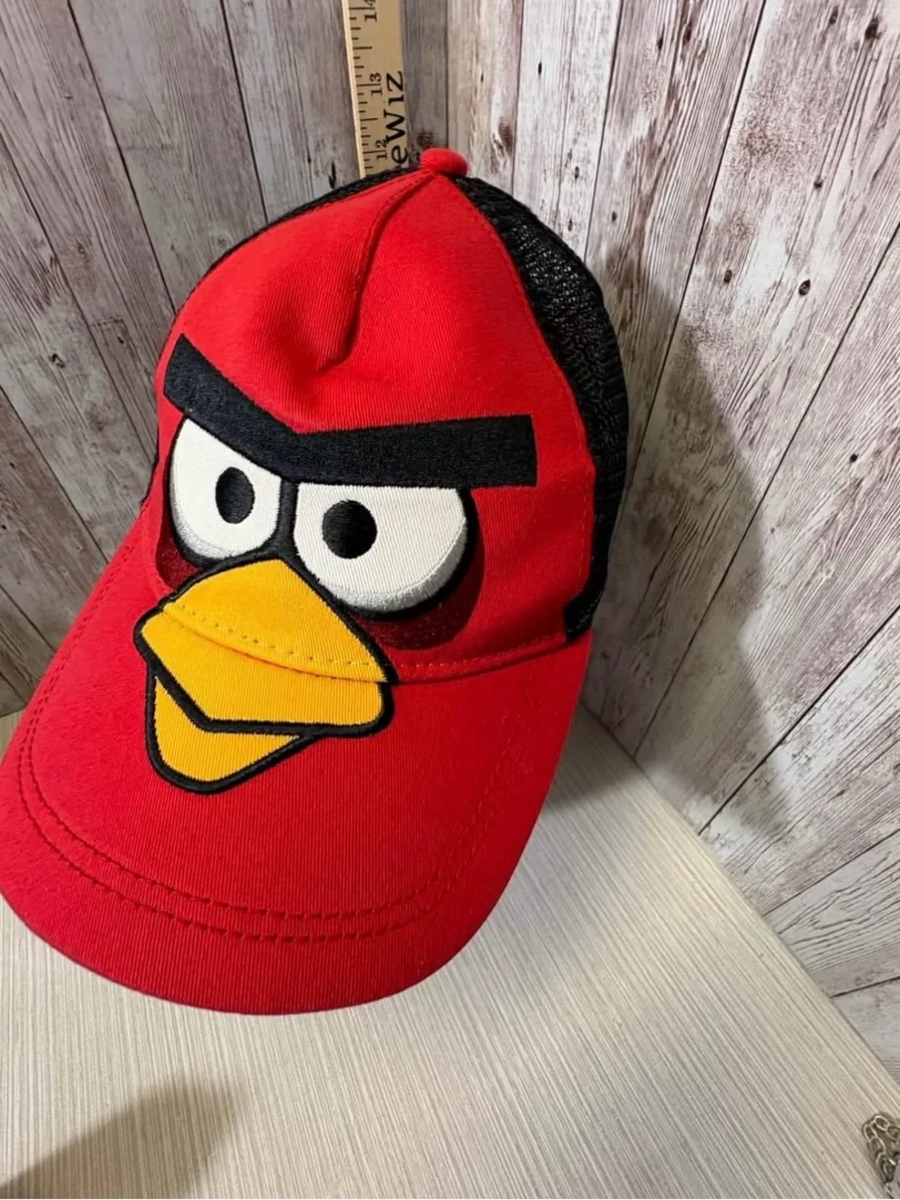 Angry Birds Red Bird Black Mesh Snap Back Baseball Trucker Hat Rovio Brand